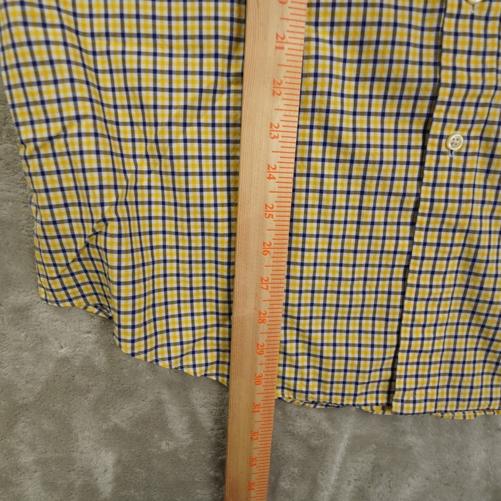 Ralph Lauren Button Up Shirt Men's XL Navy Blue Yellow Plaid Long Sleeve Preppy - Picture 6 of 8